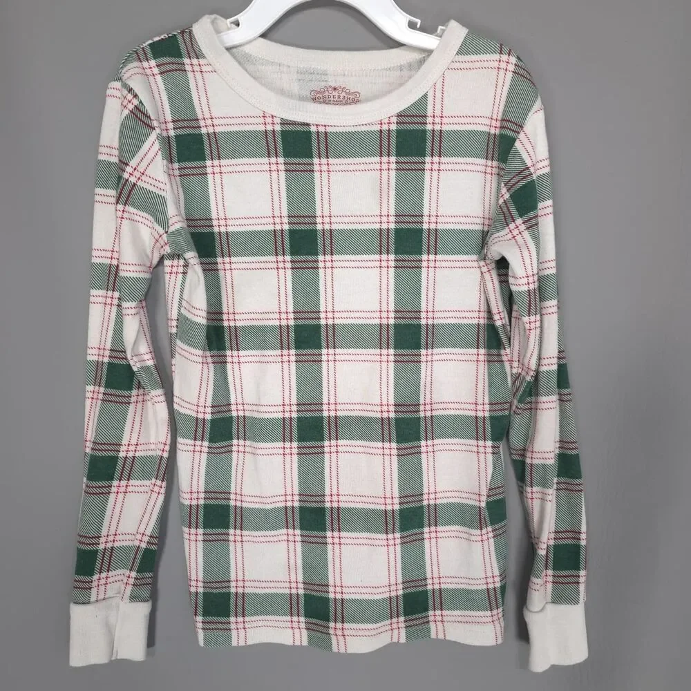 WONDERSHOP Kids Unisex Pajama Set‎ 8 at Target 100% Cotton Plaid Check Green Red